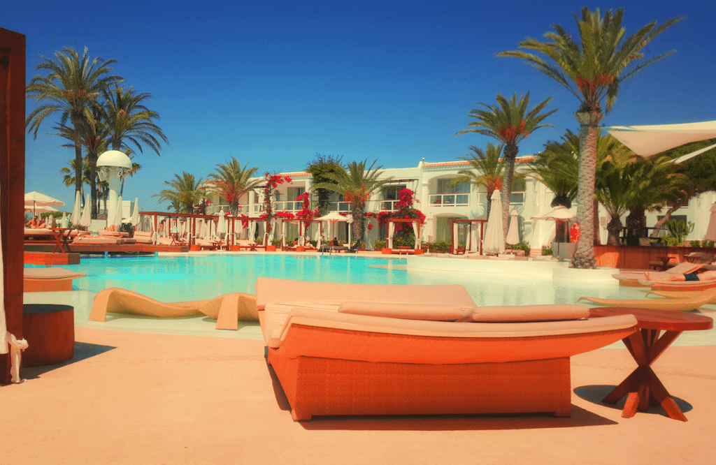 Pool area at a tropical resort