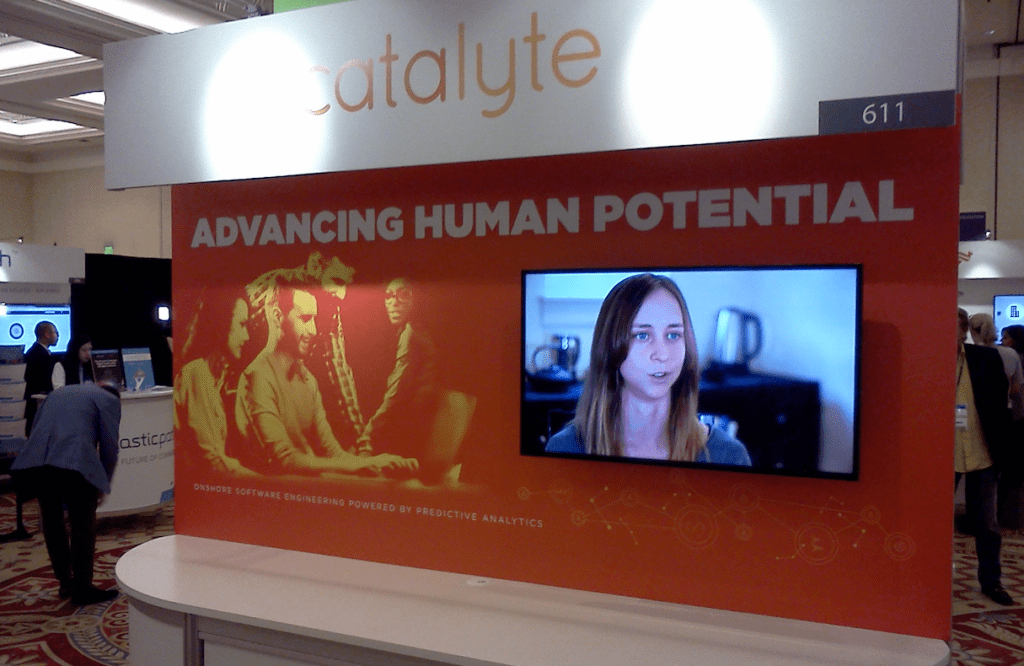 Image of the Catalyte booth which says "Advancing human potential"