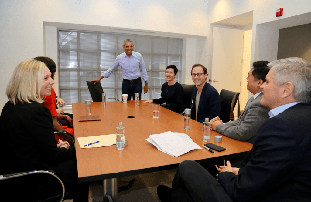 Small meeting with corporate executives and former President Obama