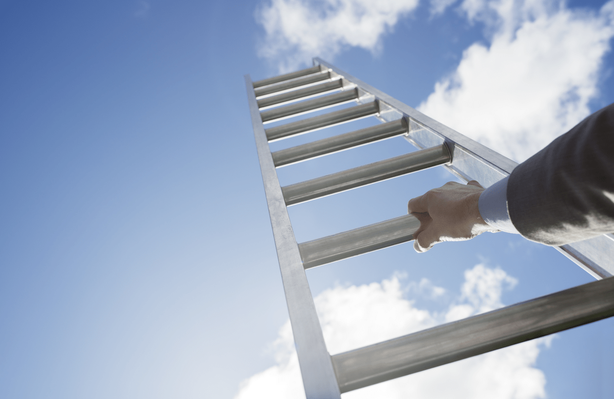 Metal ladder heading into the sky