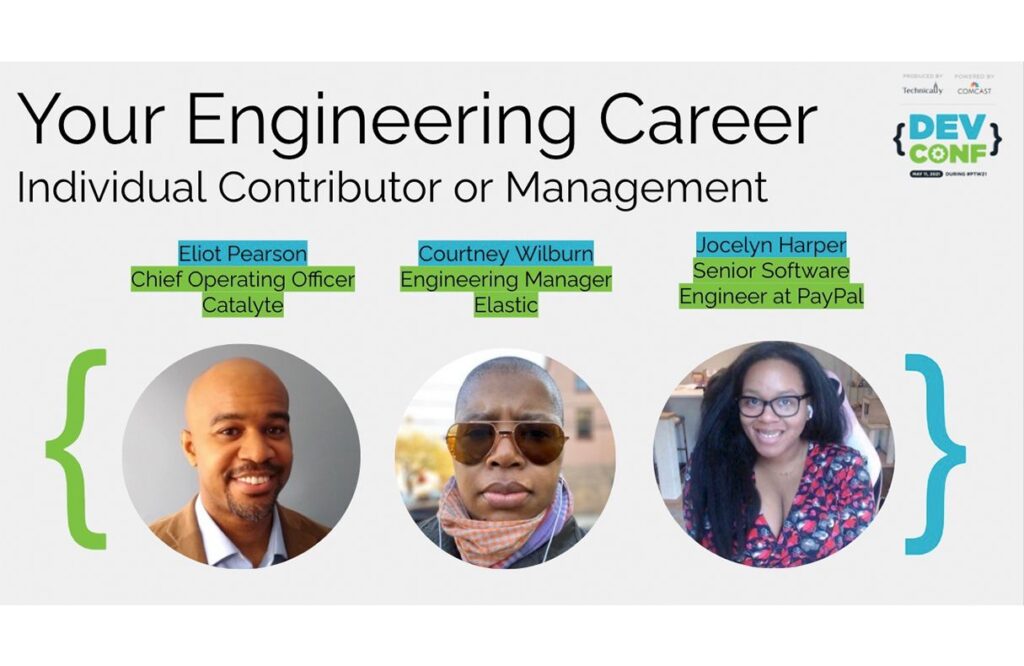 Slide promoting webinar: Your engineering career, individual contributor or management