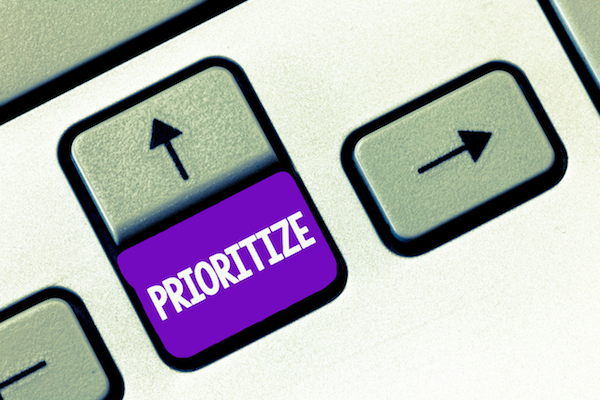 Keyboard with button that says "Prioritize"