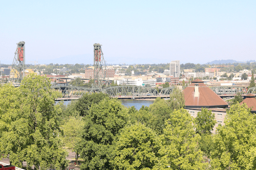 Bridge spanning the river in Portland, Oregon