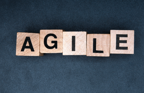 Wood blocks that spell out Agile