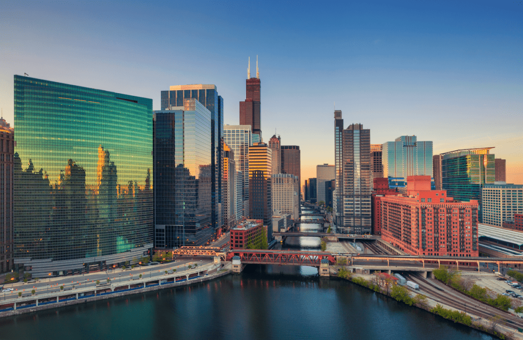 Chicago skyline and the Chicago River