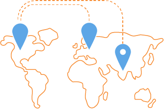 Outlined map of the world